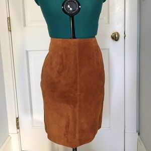 Vintage Brown Suede/Leather Pencil Skirt